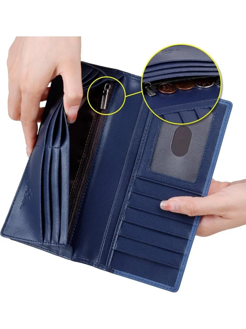 Stylish RFID Blocking Leather Bi-fold Wallet with Zipper Pocket for Men & Women